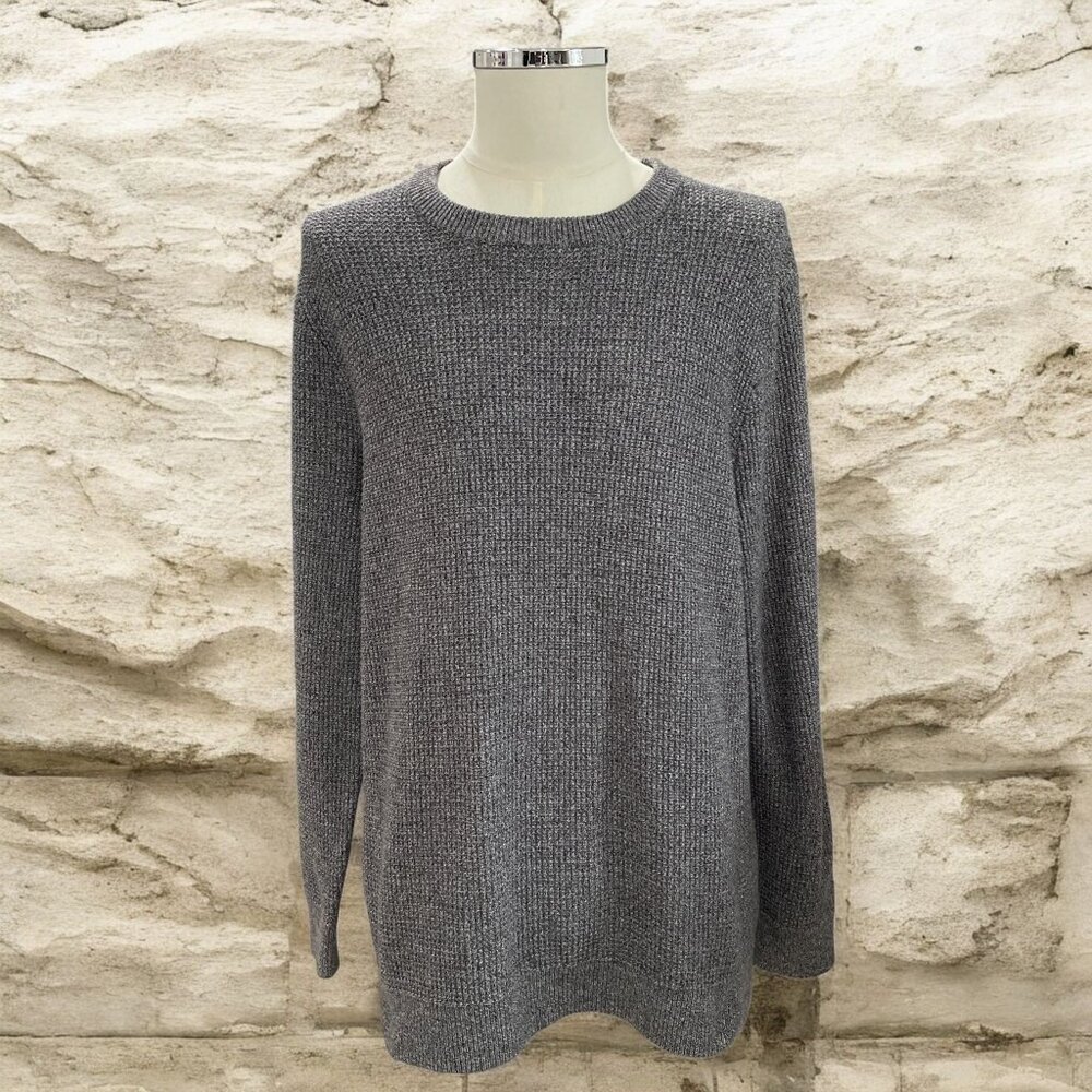 HM Mens Waffle Knit Sweater XL Gray Minimalist Normcore Cozy Winter‎ Essential